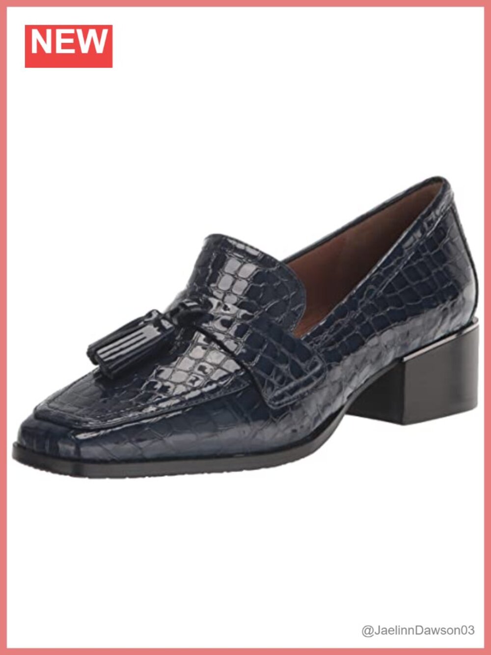 Patent Leather Tassel Loafers with Memory Foam, 1.5" Block Heel